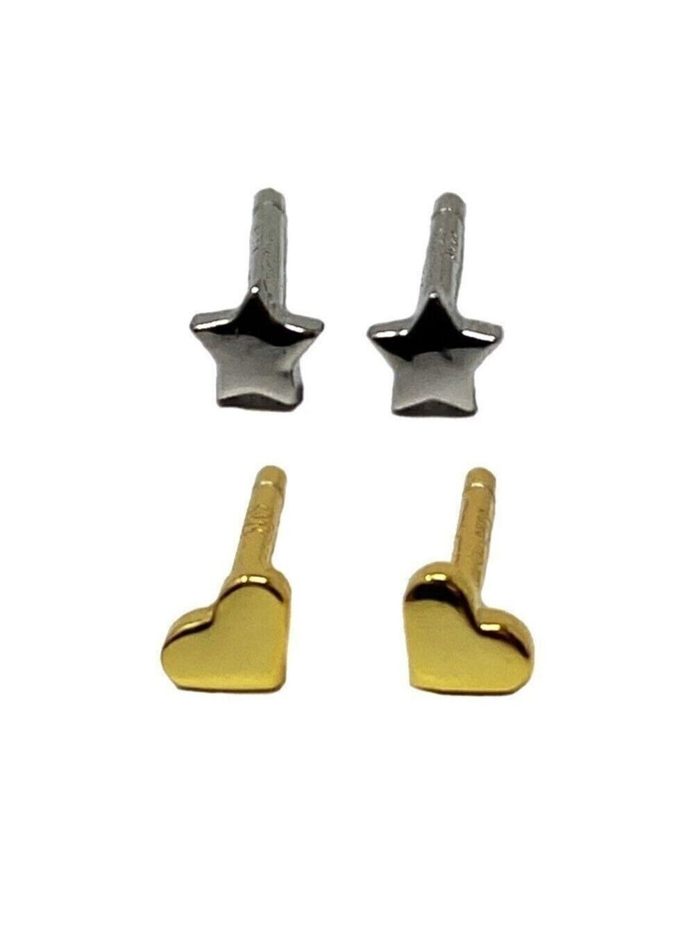 Gold Heart and Silver Star Earrings